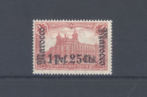 Deutsche Post Marokko Michel Nummer 43, 1 Mark 1906 **, geprüft BPP