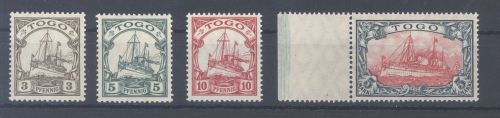 Dt. Kolonien Togo Michel Nummer 20-23 Freimarken 1900-19 **