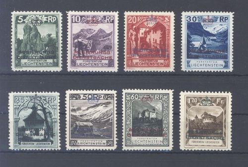Liechtenstein Dienst Michel Nummer 1-8, Freimarken 1932 **