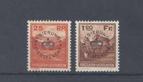 Liechtenstein Dienst Michel Nummer 9-10, Freimarken 1933 **