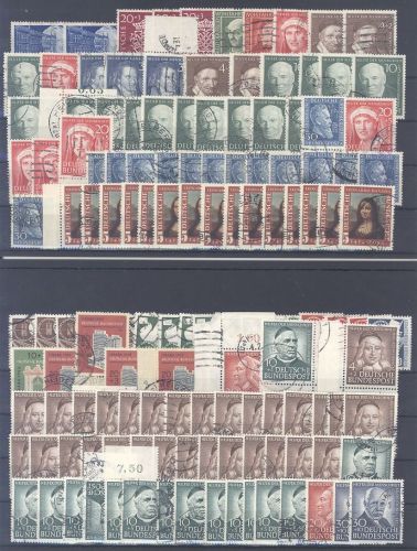 Bund, enormer gestempelter Posten aus 1949-53 auf 4 Steckkarten