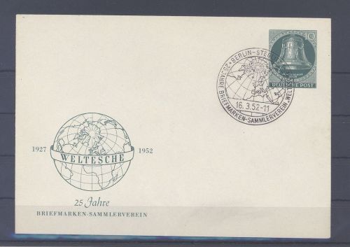 Berlin, Sonder GA mit 10 Pfg. Glocke mit SST 1952