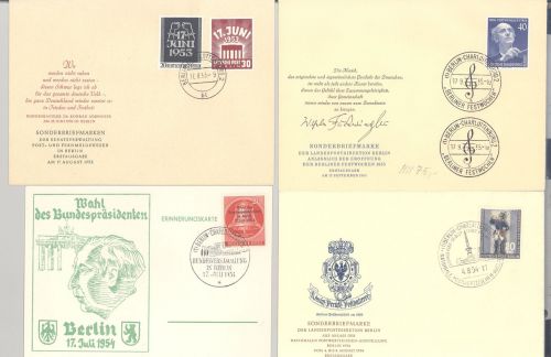 Berlin, vier verschiedene FDC aus den 50er Jahren als Posten