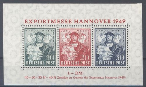 Bizone Block 1c, Exportmesse 1949 ungebraucht *