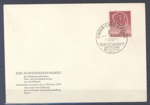 Berlin, FDC Michel Nummer 71, ERP 1950 als Sonderbrief