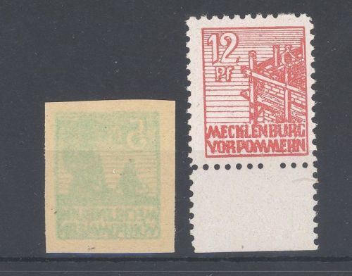 SBZ, 2 Besonderheiten aus Michel Nummer 29-40x, Freimarken helles Papier **