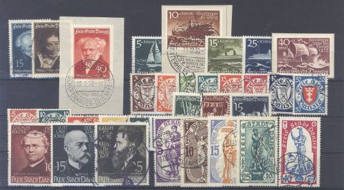 Danzig, gestempelter Posten aus 1937-39 auf Steckkarte