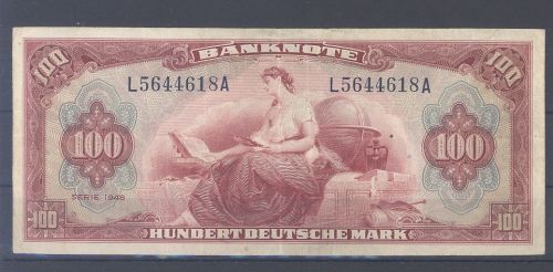 Bund, 100 Deutsche Mark (roter Hunderter) Serie 1948