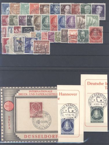 Berlin Michel Nummer 87-125, Jahre 1952-54 gestempelt und Beleg