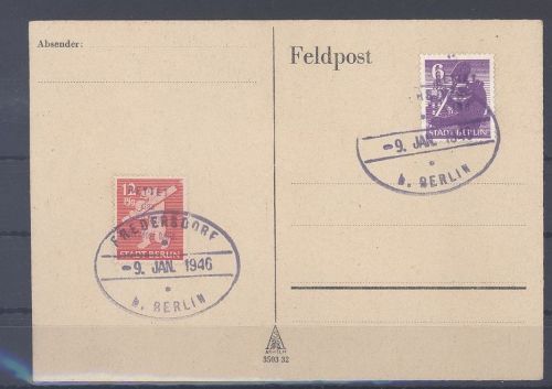Dt. Lokalpost Fredersdorf Michel Nummer 69-70 auf Blankokarte