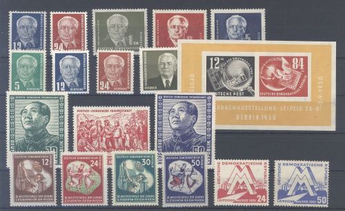 DDR, ungebrauchter * Posten auf besserer Werte und Sätze aus 1950-52