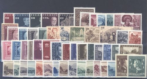 Liechtenstein Michel Nummer 186-237, Jahre 1940-44 **