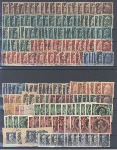 Bayern, enormer gestempelter Posten auf 7 Steckkarten