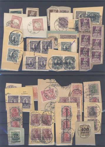 Dt. Reich, gestempelter Posten Briefstücke aus 1872-1932 auf 7 Steckkarten