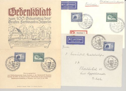 Dt. Reich, 7 Belege mit Zeppelin Bezug als Posten