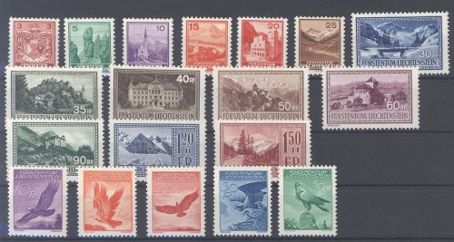 Liechtenstein, Michel Nummer 126-39 und 143-47 aus 1934 *-**