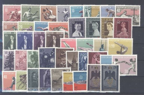 Liechtenstein, ** Posten aus 1954-56 auf Steckkarte
