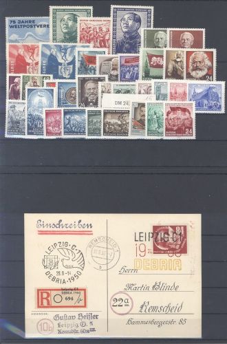 DDR , */** Posten aus 1949-53 und Beleg auf 2 Steckkarten