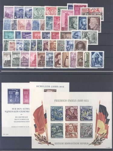 DDR Jahrgang 1955 incl. Blöcke **/*, ein billiger Wert ungebraucht *