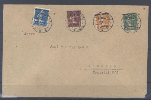Memel, Brief 1920 mit 4 Farben MiF aus Heydekrug nach München