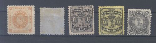 Bremen Michel Nummer 10-14 aus Freimarken 1866-67 ungebraucht