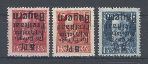Bayern Michel Nummer 171-73 A K, kopfstehender Aufdruck **