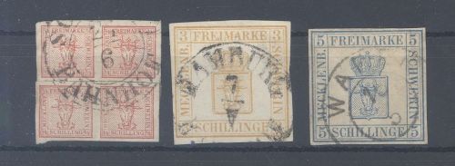 Mecklenburg Schwerin Michel Nummer 1-3, Freimarken 1856 gestempelt