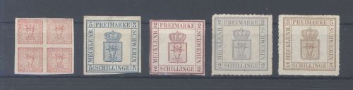 Mecklenburg Schwerin, 5 ungebrauchte (*) Werte als Posten