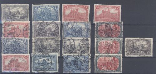 Dt. Reich, */gestempelter Posten Reichspost 1900-15, 2 Werte geprüft BPP