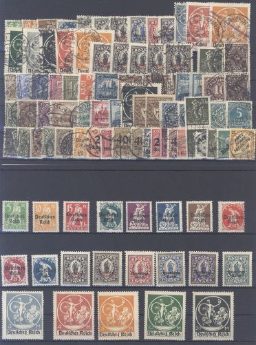 Dt. Reich, */**/gestempelter Posten aus 1900-23 auf 3 Steckkarten