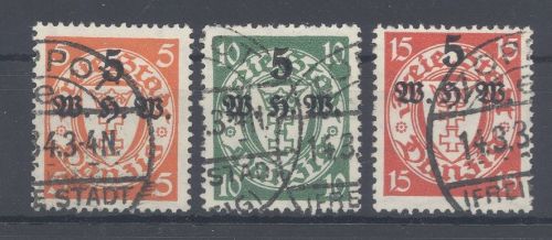 Danzig Michel Nummer 237-39, WHW 1934 gestempelt