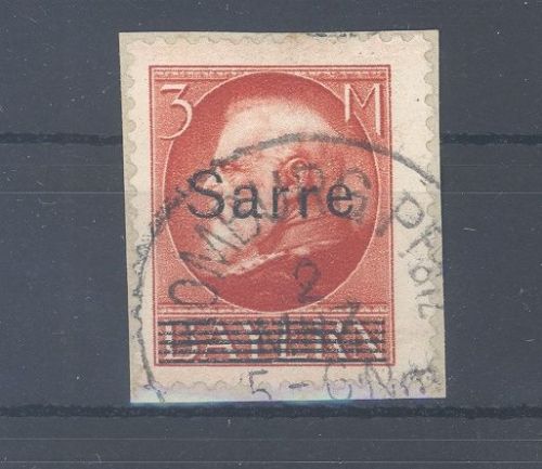 Saargebiet Michel Nummer 29, 3 Mark 1920 auf Briefstück, geprüft BPP