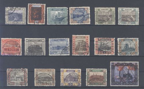 Saargebiet Michel Nummer 53-69, Freimarken 1921 gestempelt