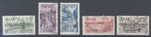 Saarland Mi.Nr. 255-59, Hochwasserhilfe 1948 gestempelt, 259 gp. BPP