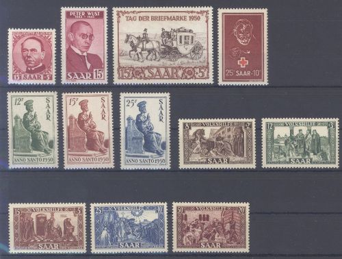 Saarland, ** Posten aus dem Jahr 1950 auf Steckkarte