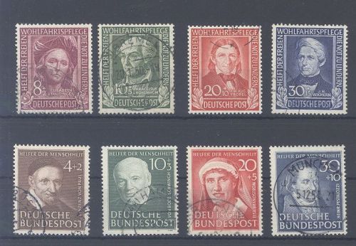 Bund Michel Nr. 117-20, 143-46, Wohlfahrt 1949 und 1951 gestempelt