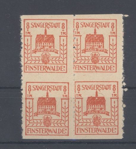 Dt. Lokalpost Finsterwalde Mi. 5 a V, 8 Pfg. Versuchszähnung ** Viererblock