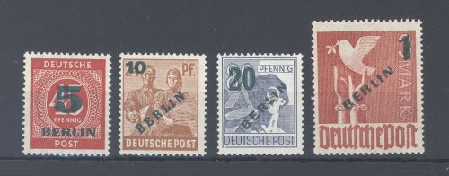 Berlin Michel Nummer 64-67 Grünaufdruck 1949 **