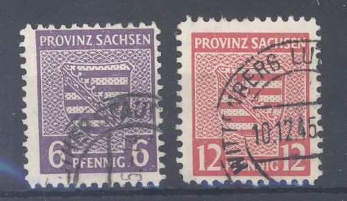 SBZ Michel Nummer 69 X A a und 71 X a, 6 Pfg. gestempelt, gp. BPP