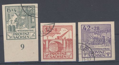 SBZ Michel Nummer 87-89 B ungezähnt gestempelt, geprüft BPP
