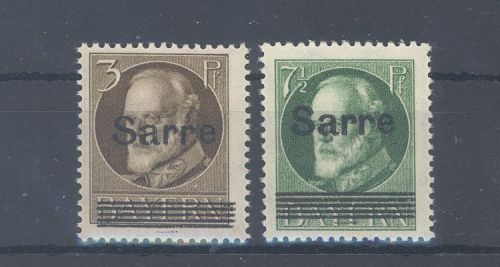 Saargebiet Michel Nummer B-C 31 aus Sarre Aufdruck Satz **, geprüft BPP
