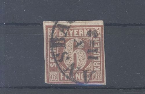 Bayern Michel Nummer 4 I, 6 Kreuzer Freimarke 1849 gestempelt, geprüft