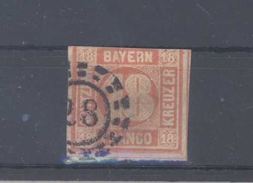 Bayern Michel Nummer 13b, 18 Kreuzer Freimarke 1862 gestempelt