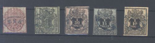 Hannover Michel Nummer 8-12, Freimarken 1856-57 gestempelt