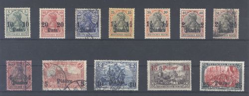 Deutsche Post Türkei Michel Nummer 36-47, Freimarken 1905 *-gestempelt