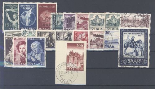 Saarland Michel Nummer 314-40, Jahrgang 1952 gestempelt