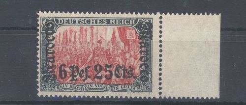 Deutsche Post Marokko Michel Nummer 45, 5 Mark Freimarke 1906 ** Randwert