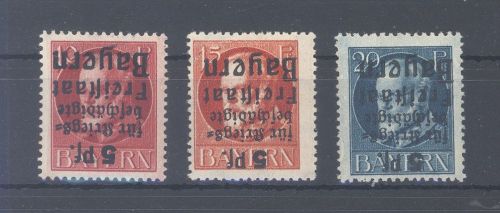 Bayern Michel Nummer 171-73 K mit kopfstehender Aufdruck *