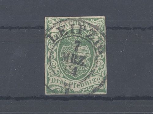 Sachsen Michel Nummer 2 II a, Freimarke 1851 gestempelt