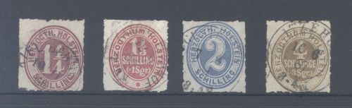 Schleswig Holstein Michel Nr. 22-25, Freimarken 1865-66 gestempelt
